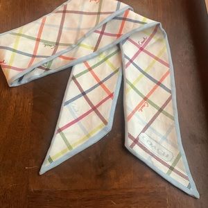COACH twill reversible silk hair tie scarf